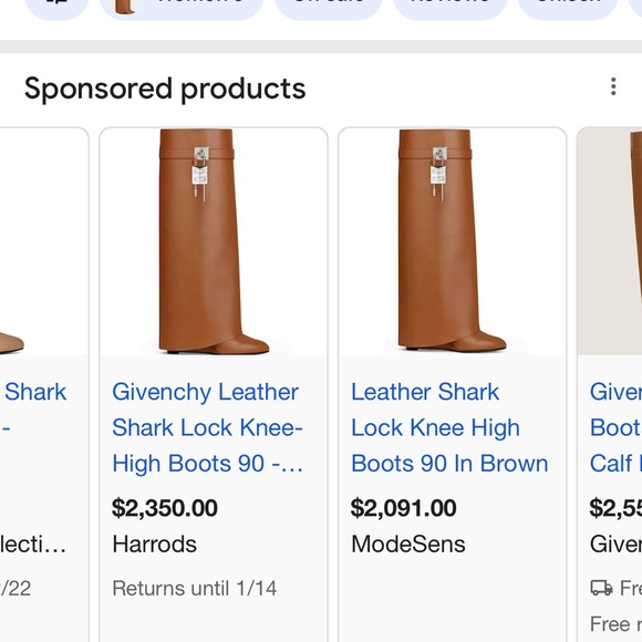 Givenchy Tan Leather Shark lock BOOTS - Picture 10 of 13